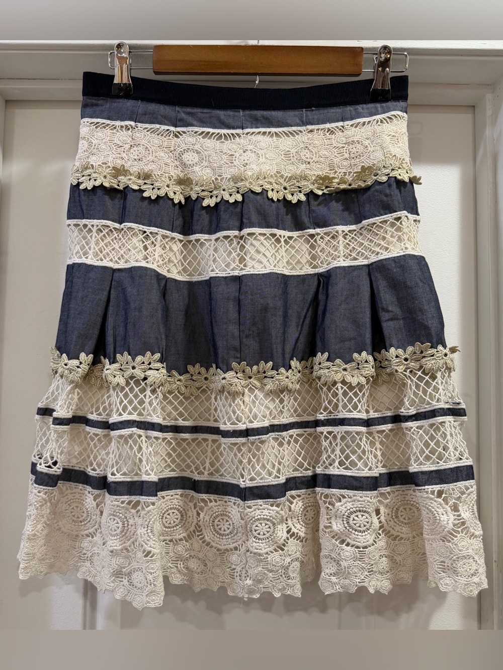 Elie Tahari Embroidery Lace Floral Boho Skirt Size 2